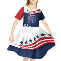 July 4th 1776 American Flag Vintage Personalized Kid Short Sleeve Dress USA Independence Day