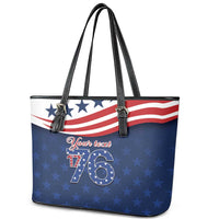 July 4th 1776 American Flag Vintage Personalized Leather Tote Bag USA Independence Day