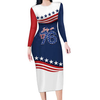 July 4th 1776 American Flag Vintage Personalized Long Sleeve Bodycon Dress USA Independence Day