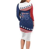 July 4th 1776 American Flag Vintage Personalized Long Sleeve Bodycon Dress USA Independence Day