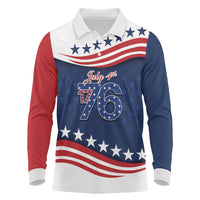 July 4th 1776 American Flag Vintage Personalized Long Sleeve Polo Shirt USA Independence Day