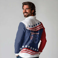 July 4th 1776 American Flag Vintage Personalized Long Sleeve Polo Shirt USA Independence Day