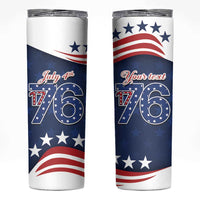 July 4th 1776 American Flag Vintage Personalized Skinny Tumbler USA Independence Day
