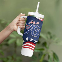 July 4th 1776 American Flag Vintage Personalized Tumbler With Handle USA Independence Day