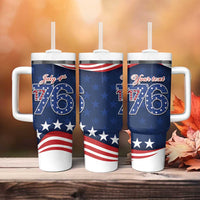 July 4th 1776 American Flag Vintage Personalized Tumbler With Handle USA Independence Day
