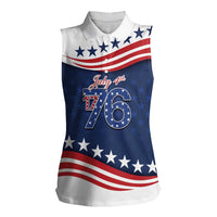 July 4th 1776 American Flag Vintage Personalized Women Sleeveless Polo Shirt USA Independence Day