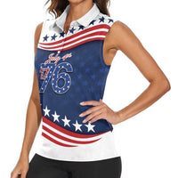 July 4th 1776 American Flag Vintage Personalized Women Sleeveless Polo Shirt USA Independence Day