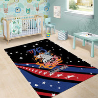 Personalized America History Began 4th of July Area Rug Fire Bald Eagle US Flag