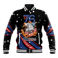 Personalized America History Began 4th of July Baseball Jacket Fire Bald Eagle US Flag