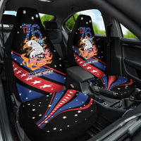 Personalized America History Began 4th of July Car Seat Cover Fire Bald Eagle US Flag