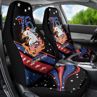 Personalized America History Began 4th of July Car Seat Cover Fire Bald Eagle US Flag