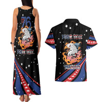Personalized America History Began 4th of July Couples Matching Tank Maxi Dress and Hawaiian Shirt Fire Bald Eagle US Flag