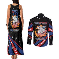 Personalized America History Began 4th of July Couples Matching Tank Maxi Dress and Long Sleeve Button Shirt Fire Bald Eagle US Flag