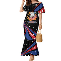 Personalized America History Began 4th of July Family Matching Mermaid Dress and Hawaiian Shirt Fire Bald Eagle US Flag