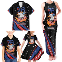 Personalized America History Began 4th of July Family Matching Tank Maxi Dress and Hawaiian Shirt Fire Bald Eagle US Flag
