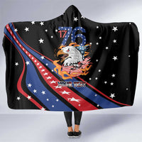 Personalized America History Began 4th of July Hooded Blanket Fire Bald Eagle US Flag