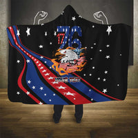 Personalized America History Began 4th of July Hooded Blanket Fire Bald Eagle US Flag