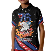 Personalized America History Began 4th of July Kid Polo Shirt Fire Bald Eagle US Flag