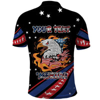 Personalized America History Began 4th of July Polo Shirt Fire Bald Eagle US Flag