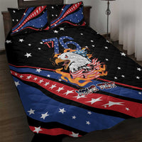 Personalized America History Began 4th of July Quilt Bed Set Fire Bald Eagle US Flag