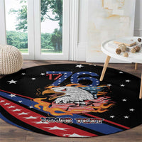 Personalized America History Began 4th of July Round Carpet Fire Bald Eagle US Flag
