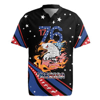 Personalized America History Began 4th of July Rugby Jersey Fire Bald Eagle US Flag