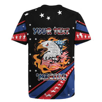 Personalized America History Began 4th of July Rugby Jersey Fire Bald Eagle US Flag