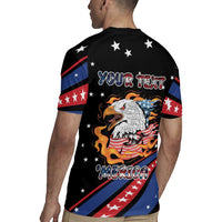 Personalized America History Began 4th of July Rugby Jersey Fire Bald Eagle US Flag