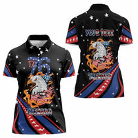Personalized America History Began 4th of July Women Polo Shirt Fire Bald Eagle US Flag
