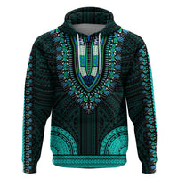 African Dashiki Hoodie With Polynesian Pattern - Teal - Wonder Print Shop
