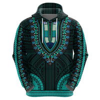 African Dashiki Hoodie With Polynesian Pattern - Teal - Wonder Print Shop