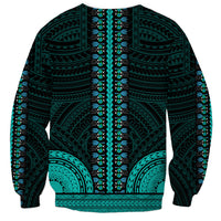 African Dashiki Sweatshirt With Polynesian Pattern - Teal - Wonder Print Shop