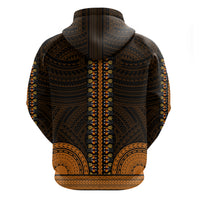 African Dashiki Hoodie With Polynesian Pattern - Gold - Wonder Print Shop