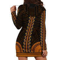 African Dashiki Hoodie Dress With Polynesian Pattern - Gold - Wonder Print Shop