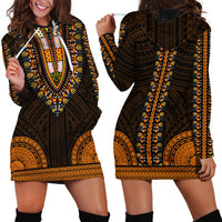African Dashiki Hoodie Dress With Polynesian Pattern - Gold - Wonder Print Shop