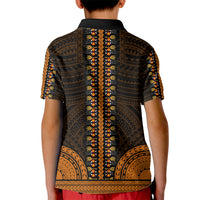 African Dashiki Kid Polo Shirt With Polynesian Pattern - Gold - Wonder Print Shop