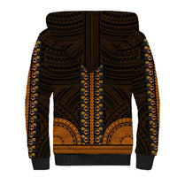 African Dashiki Sherpa Hoodie With Polynesian Pattern - Gold - Wonder Print Shop