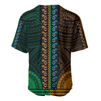 African Dashiki Baseball Jersey With Polynesian Pattern - Half Green and Gold LT9 - Wonder Print Shop