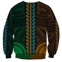 African Dashiki Sweatshirt With Polynesian Pattern - Half Green and Gold - Wonder Print Shop