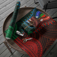 African Dashiki and Polynesian Pattern Wrapping Paper Half Green-Red - Wonder Print Shop