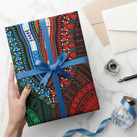 African Dashiki and Polynesian Pattern Wrapping Paper Half Green-Red - Wonder Print Shop