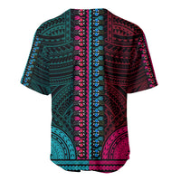 African Dashiki Baseball Jersey With Polynesian Pattern - Half Teal and Pink LT9 - Wonder Print Shop