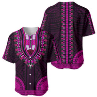 African Dashiki Baseball Jersey With Polynesian Pattern - Pink LT9 - Wonder Print Shop
