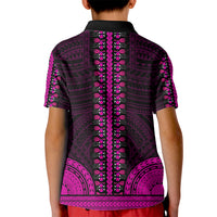 African Dashiki Kid Polo Shirt With Polynesian Pattern - Pink - Wonder Print Shop