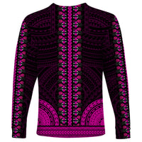 African Dashiki Long Sleeve Shirt With Polynesian Pattern - Pink - Wonder Print Shop