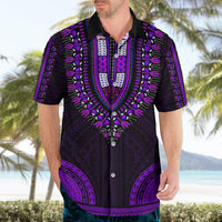 African Dashiki Hawaiian Shirt With Polynesian Pattern - Purple - Wonder Print Shop