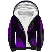 African Dashiki Sherpa Hoodie With Polynesian Pattern - Purple - Wonder Print Shop