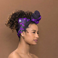 African Dashiki and Polynesian Pattern Simple Headwrap Purple
