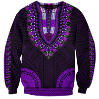 African Dashiki Sweatshirt With Polynesian Pattern - Purple - Wonder Print Shop