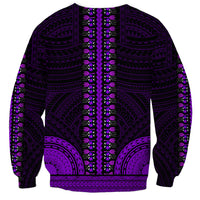 African Dashiki Sweatshirt With Polynesian Pattern - Purple - Wonder Print Shop
